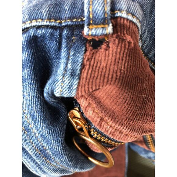 See by Chloe Denim Corduroy Bootcut Jeans 70s Flare Hem Colorblock Blue Brown 28 - Picture 11 of 15